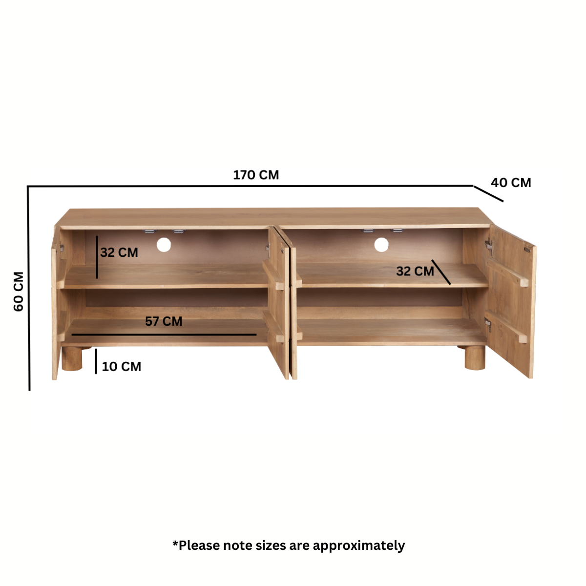 Barnstaple Solid Wood Large Low Board Tv Cabinet