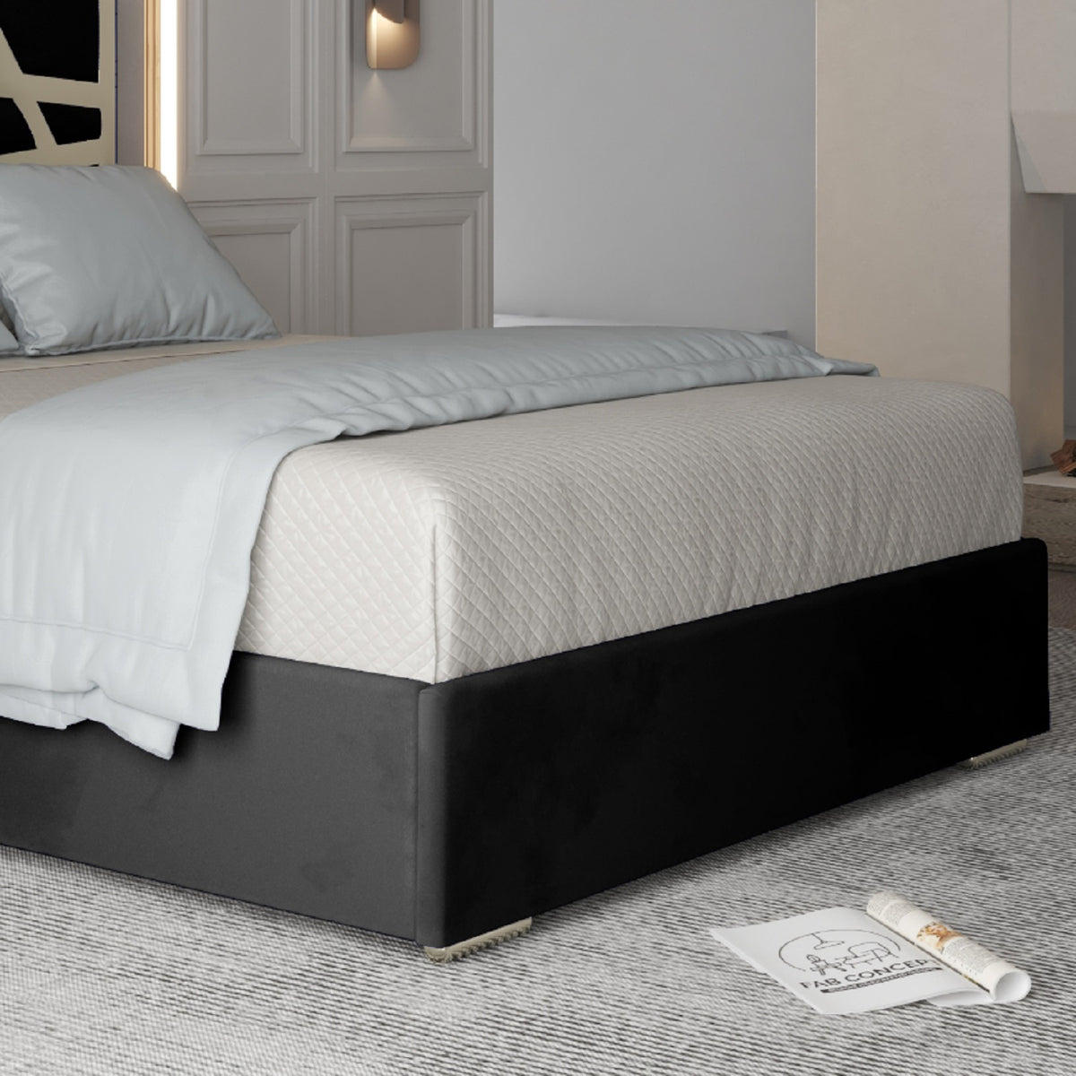 Arabella Upholstered Soft Velvet Metal Bed Frame