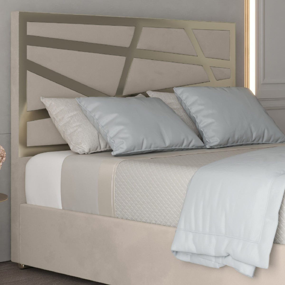 Arabella Upholstered Soft Velvet Metal Bed Frame
