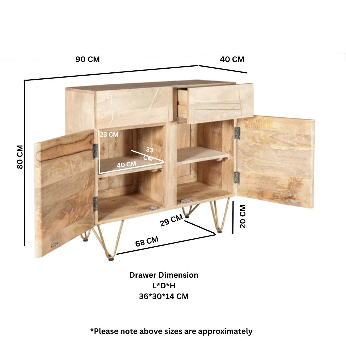 Ebern Light Gold 2 Door Medium Sideboard