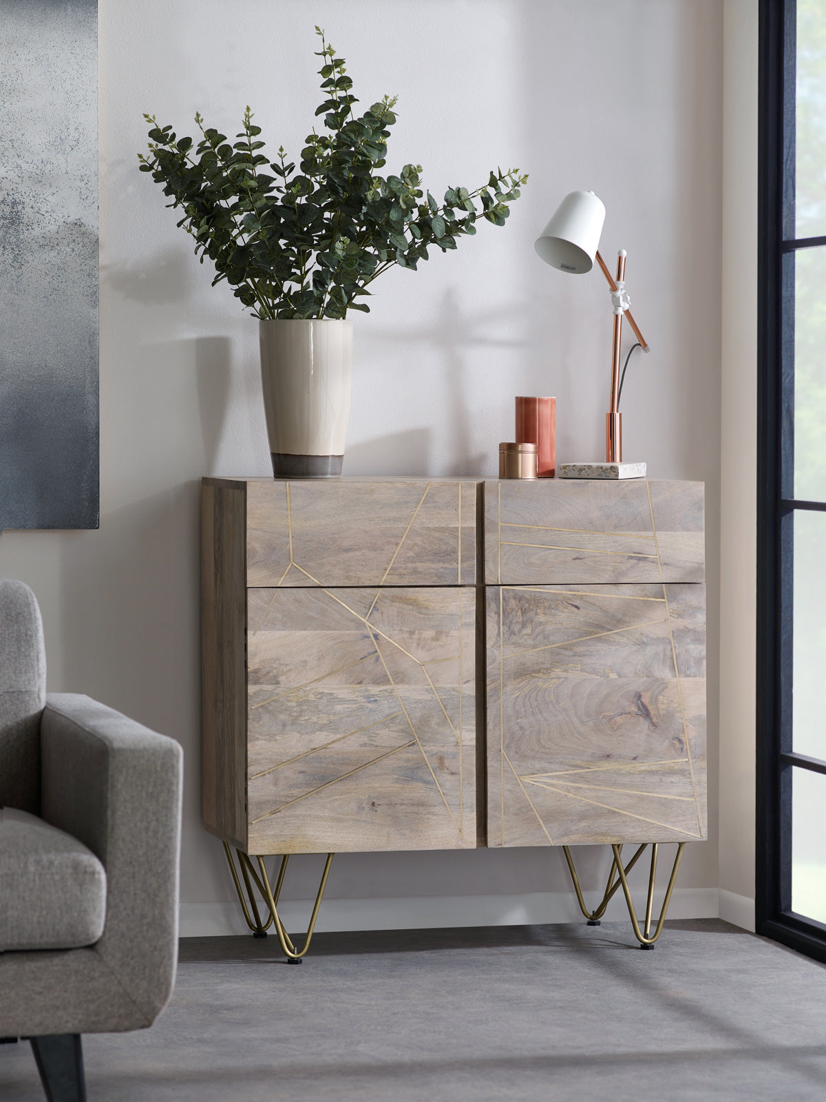 Ebern Light Gold 2 Door Medium Sideboard