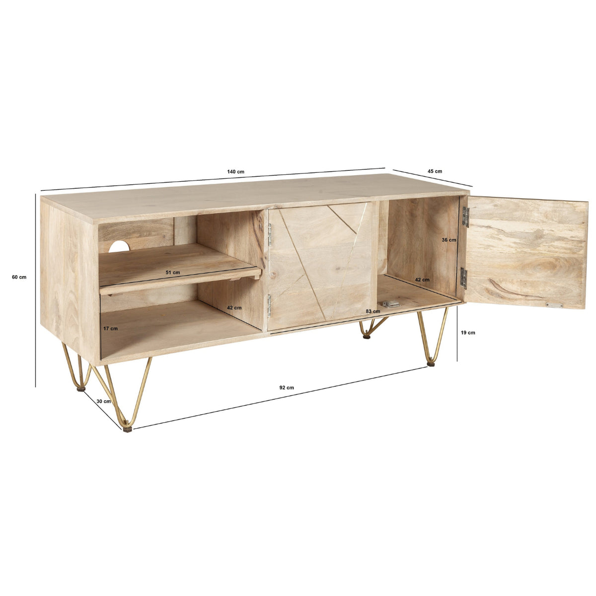 Ebern Light Gold Plasma Media Unit