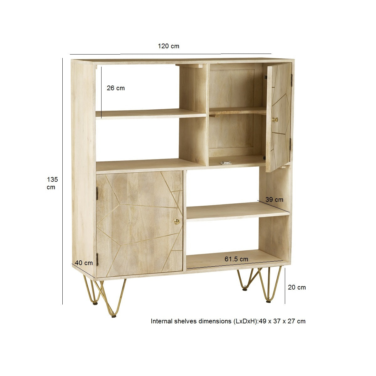 Ebern Light Gold Display Cabinet
