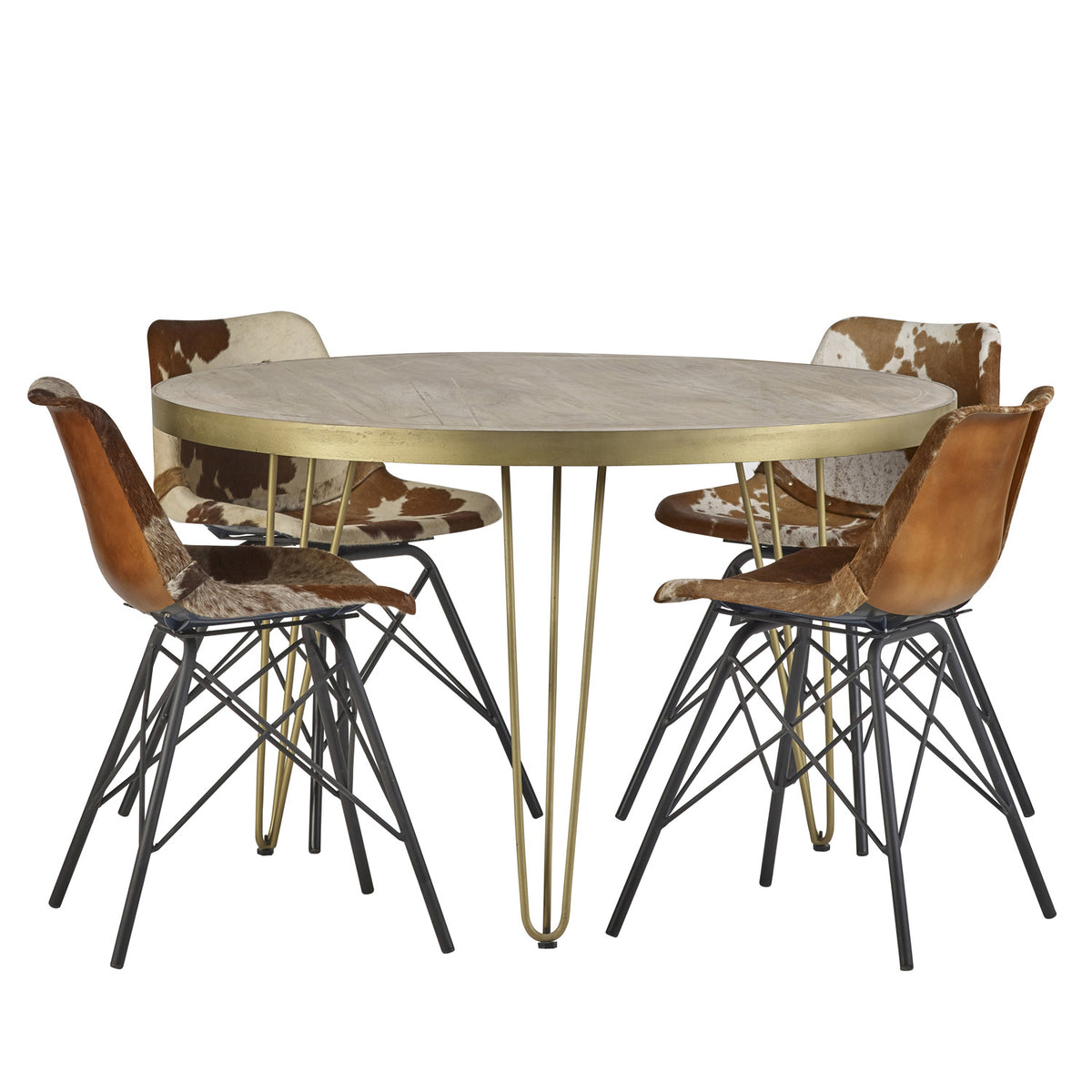 Ebern Light Gold Round Dining Table