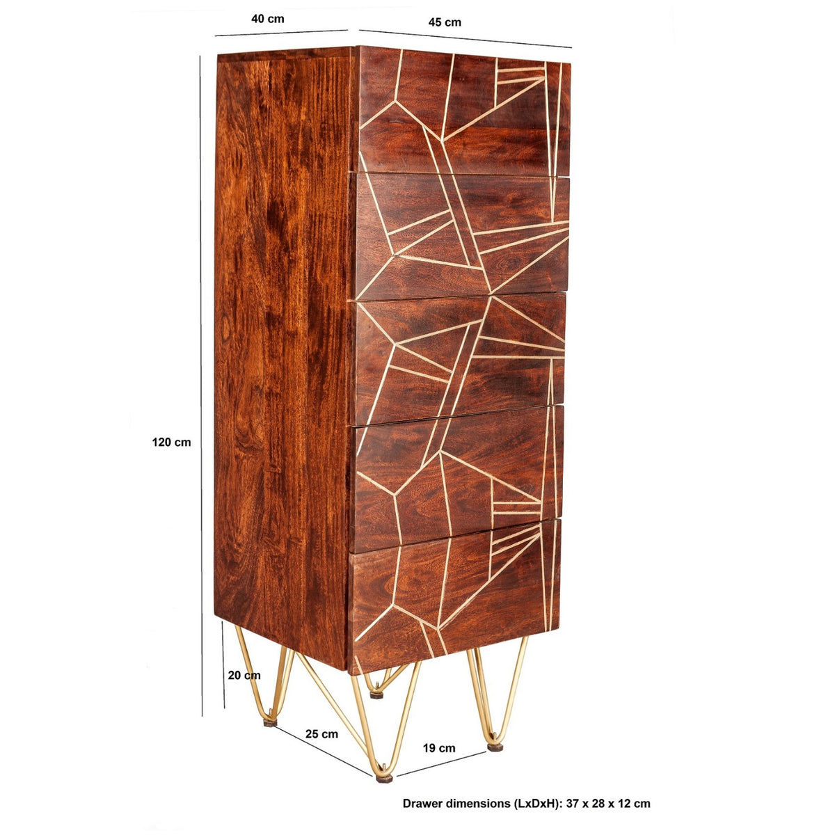 Ebern Dark Gold Tall Chest Of Drawers