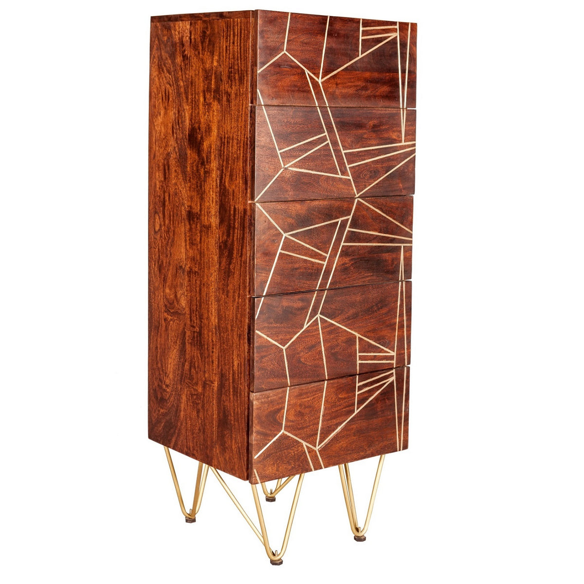 Ebern Dark Gold Tall Chest Of Drawers