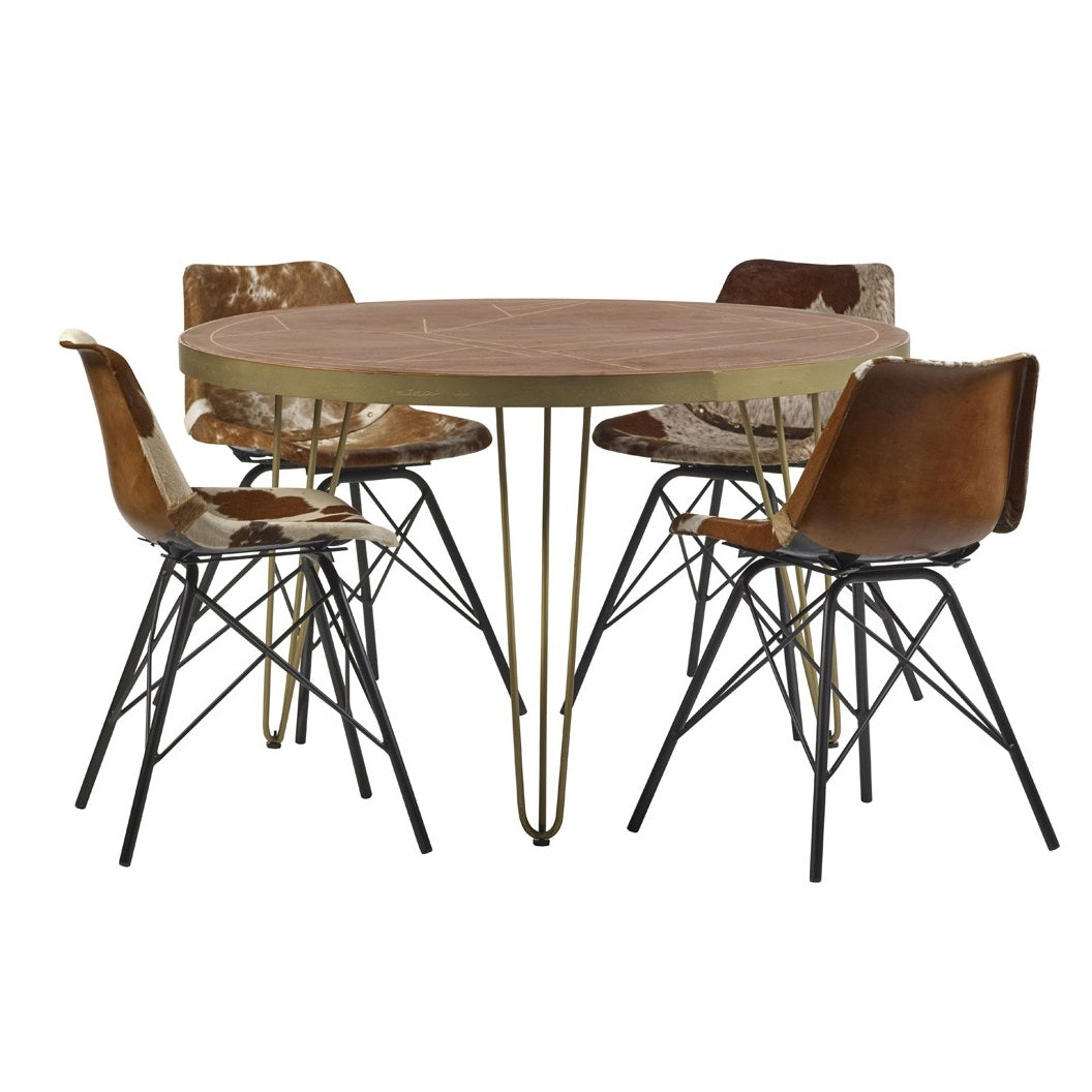 Ebern Dark Gold Round Dining Table