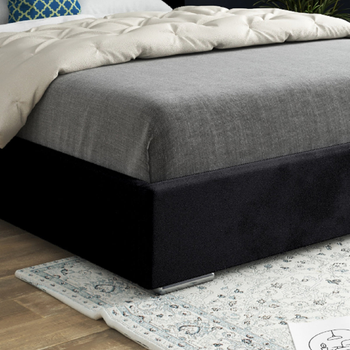 Bellini Wide Curved Winged Upholstered Soft Velvet Bed Frame