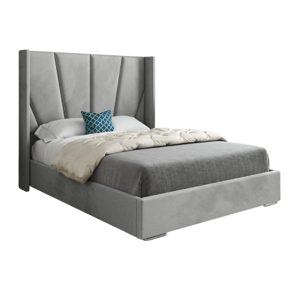 Bellini Wide Curved Winged Upholstered Soft Velvet Bed Frame