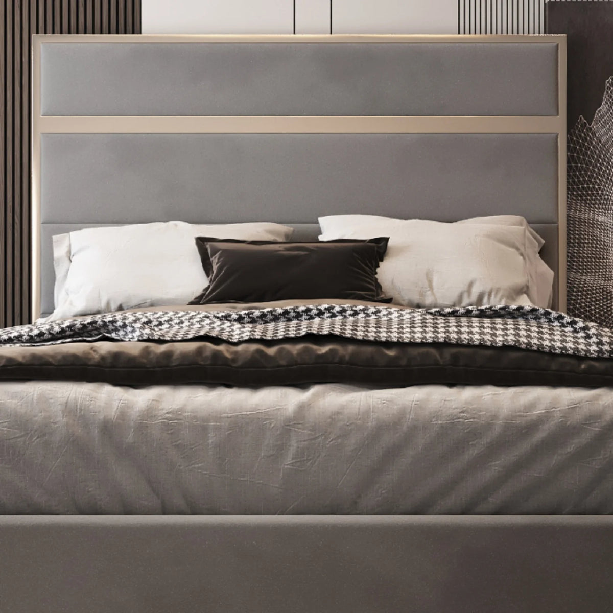 Bentley Upholstered Soft Velvet Metal Bed Frame