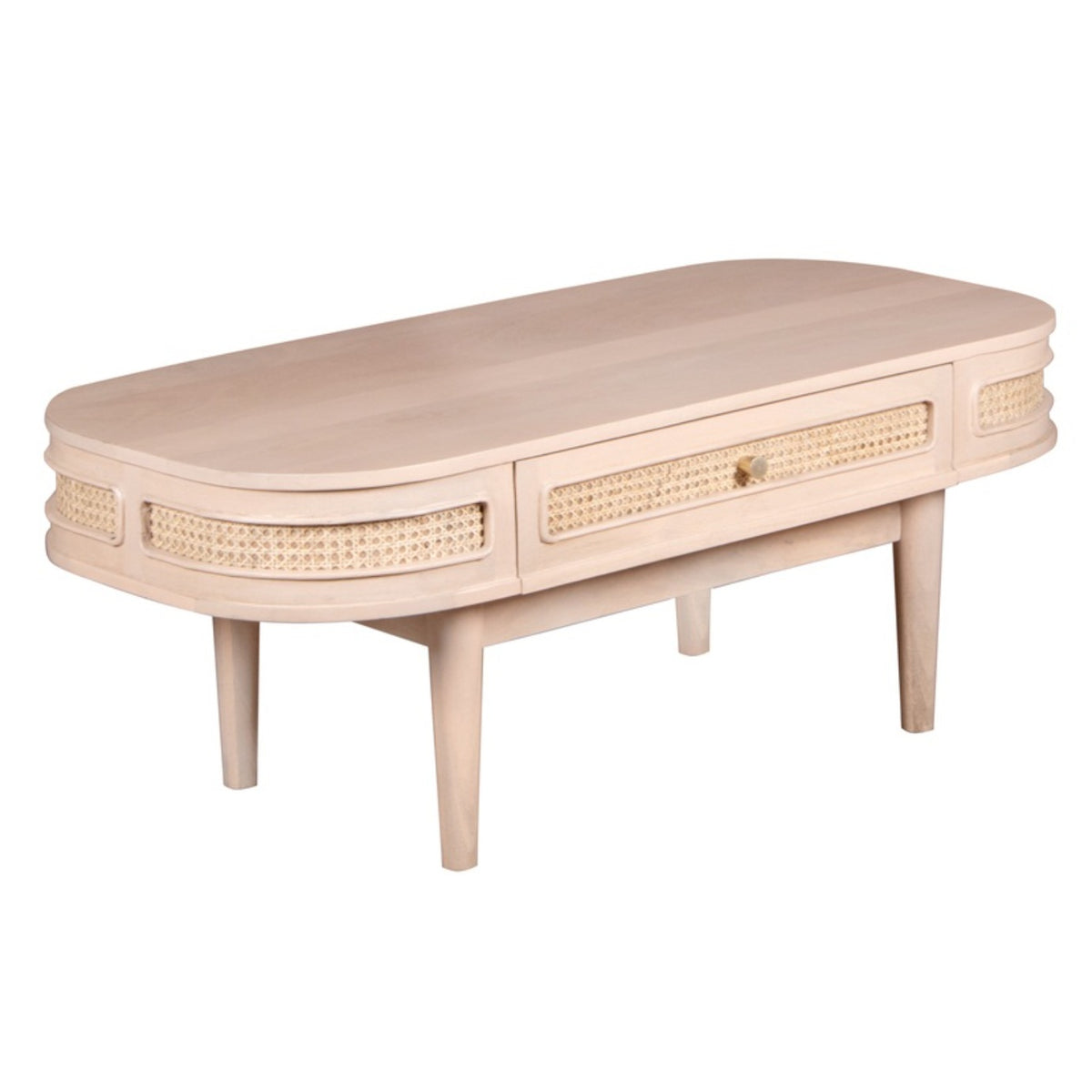 Adah Cane & Mango Wood 1 Drawer Coffee Table