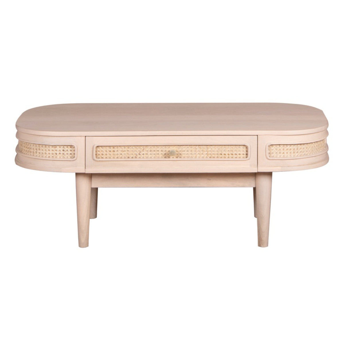 Adah Cane & Mango Wood 1 Drawer Coffee Table