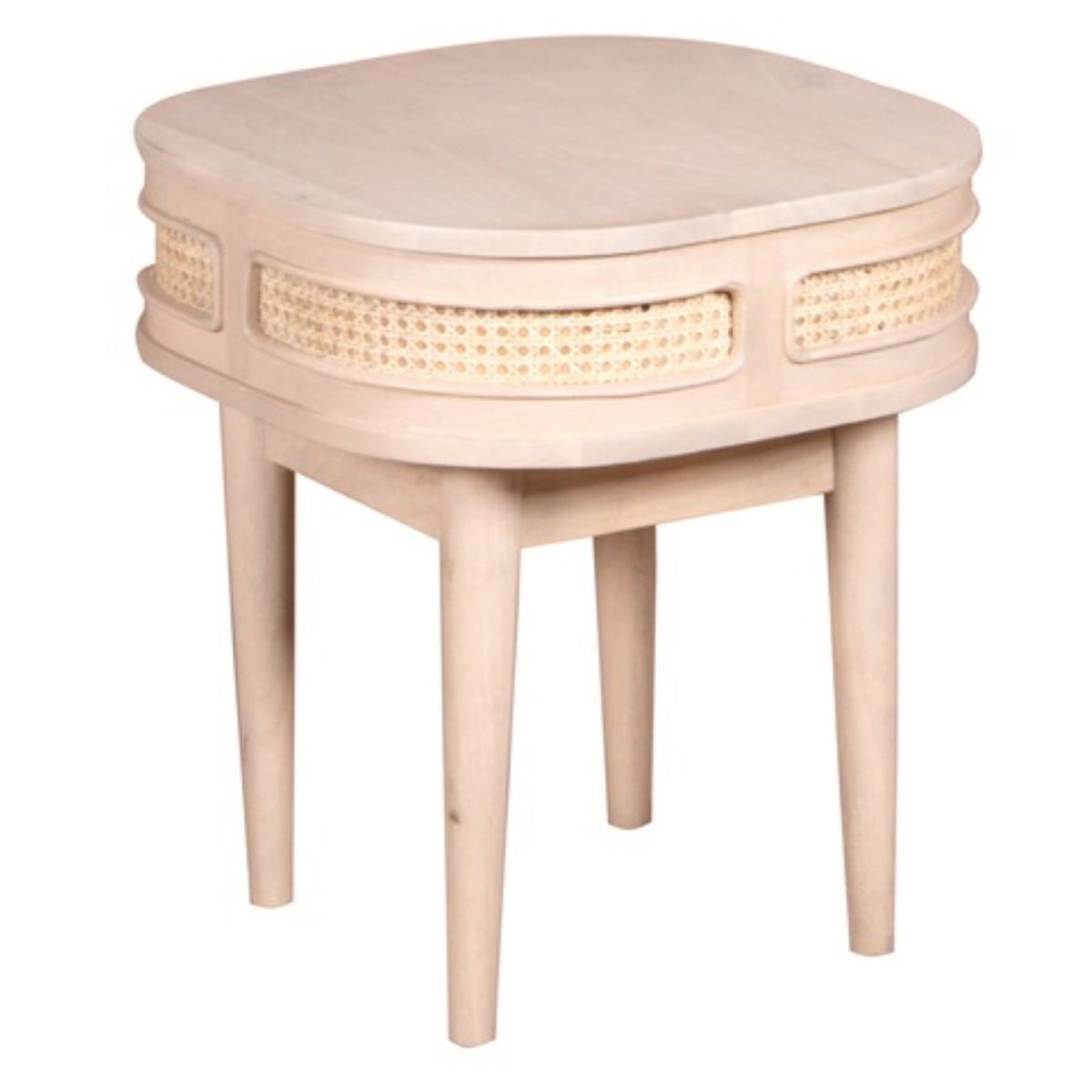 Adah Cane & Mango Wood Bedside Table