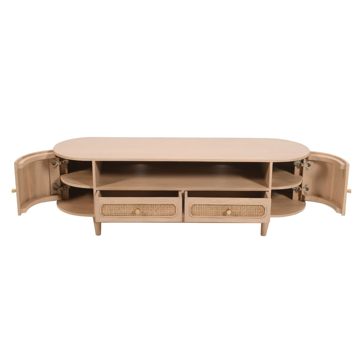Adah Cane & Mango Wood 2 Drawers And 2 Door Tv Cabinet
