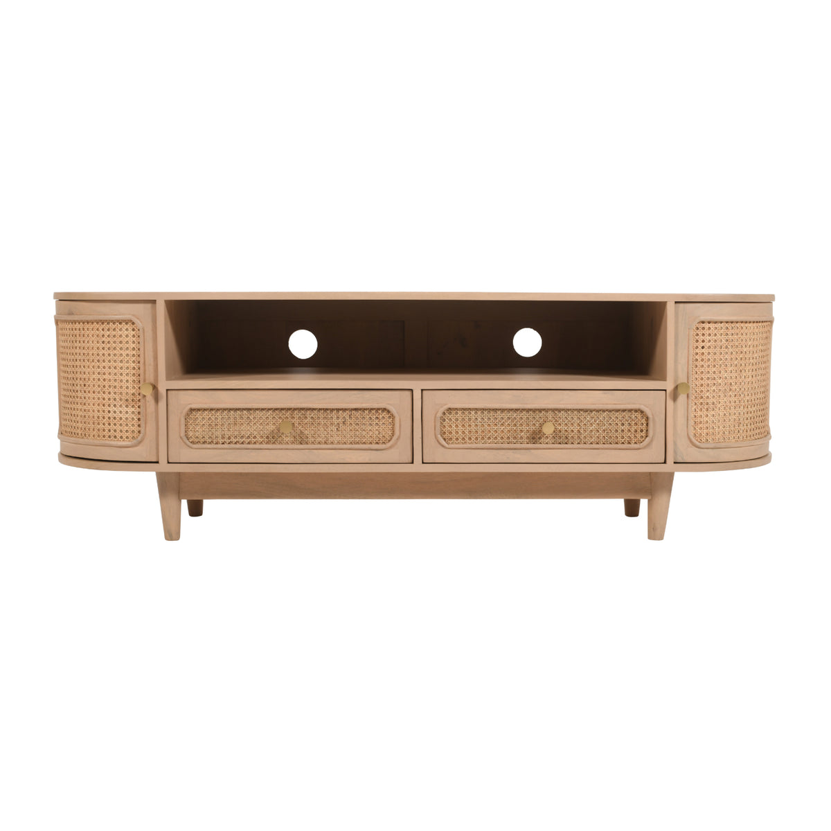 Adah Cane & Mango Wood 2 Drawers And 2 Door Tv Cabinet
