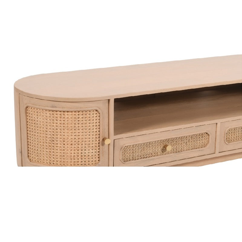 Adah Cane & Mango Wood 2 Drawers And 2 Door Tv Cabinet