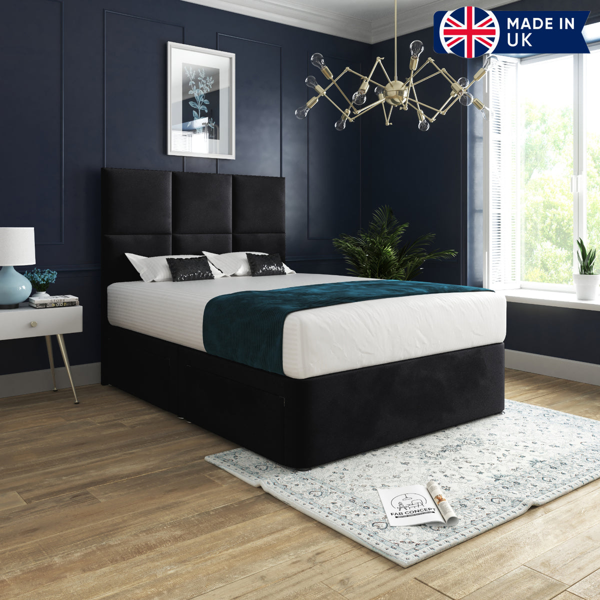 Caprio Upholserted Floorstanding Headboard With Divan Bed Frame