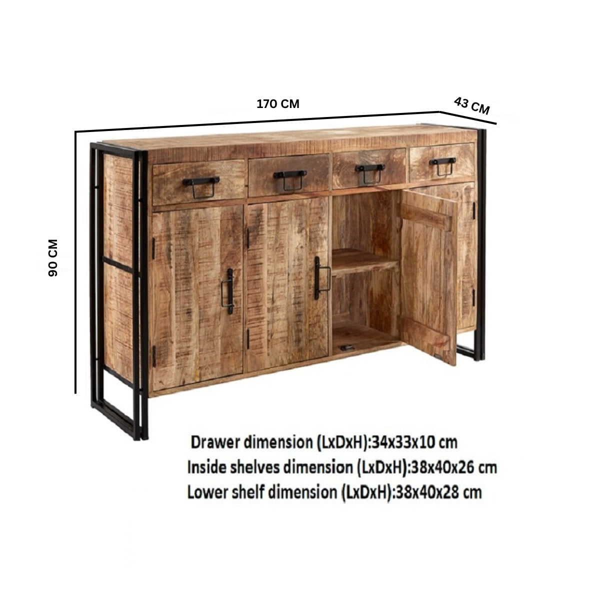 Westhought Industrial Extra Large Sideboard