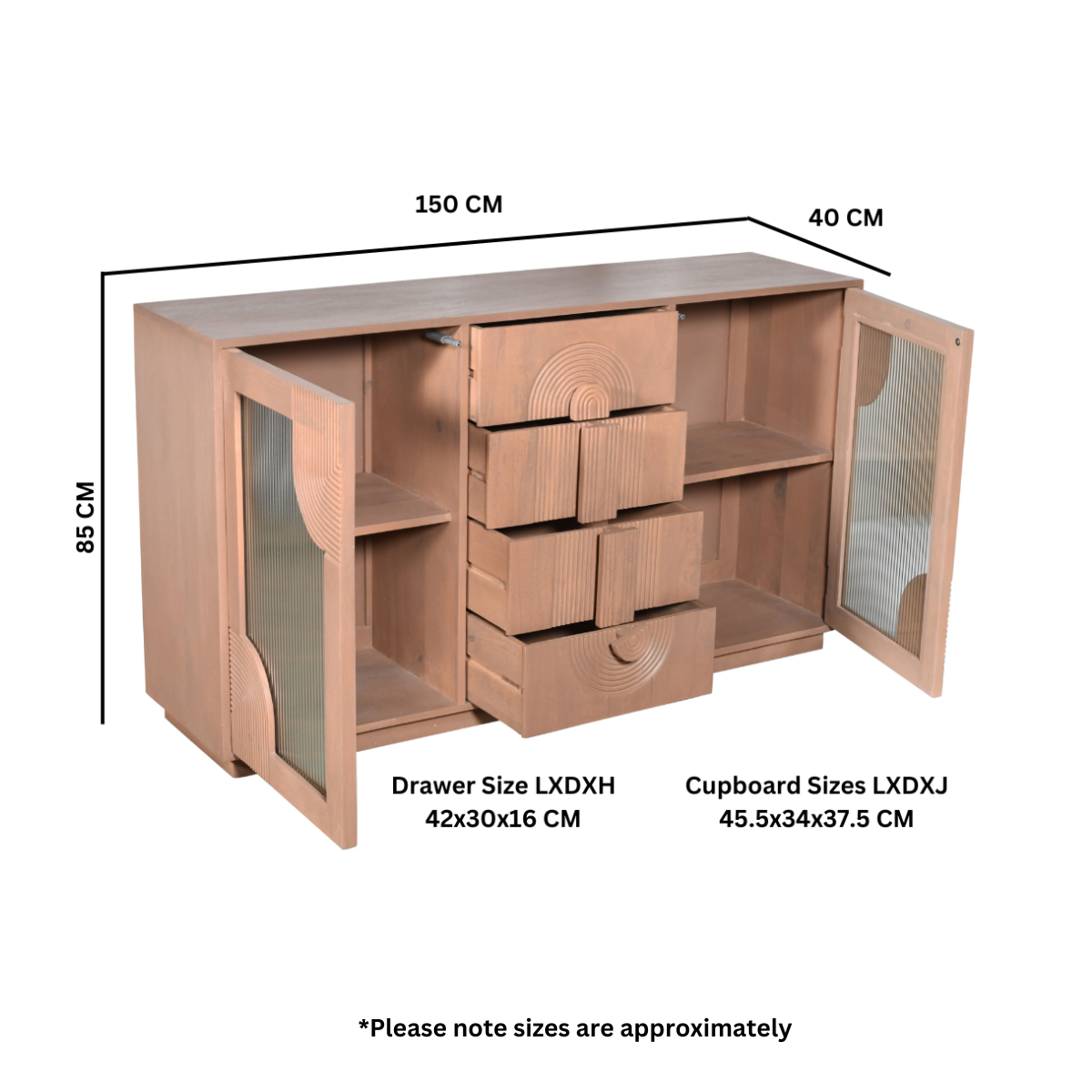 Calista Solid Wooden Extra Large Sideboard