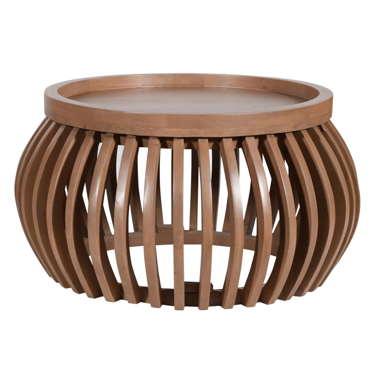 Calista Solid Wood Small Round Low Coffee Table