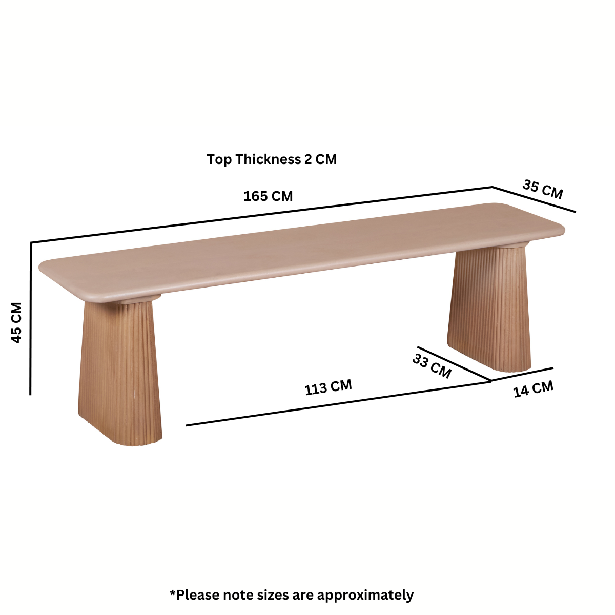 Calista Solid Wood Dining Bench