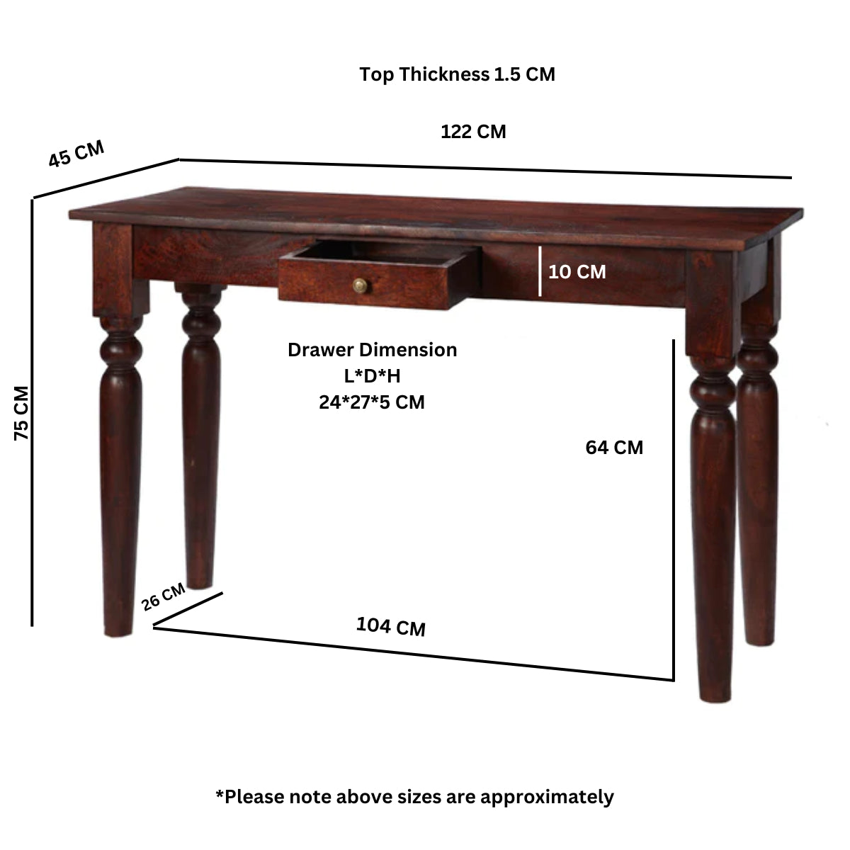 Anstead Dark Mango Console Table