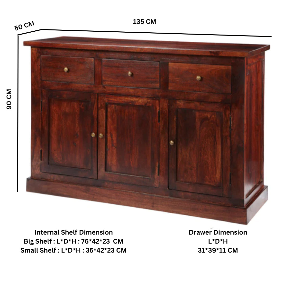 Anstead Dark Mango Large Sideboard