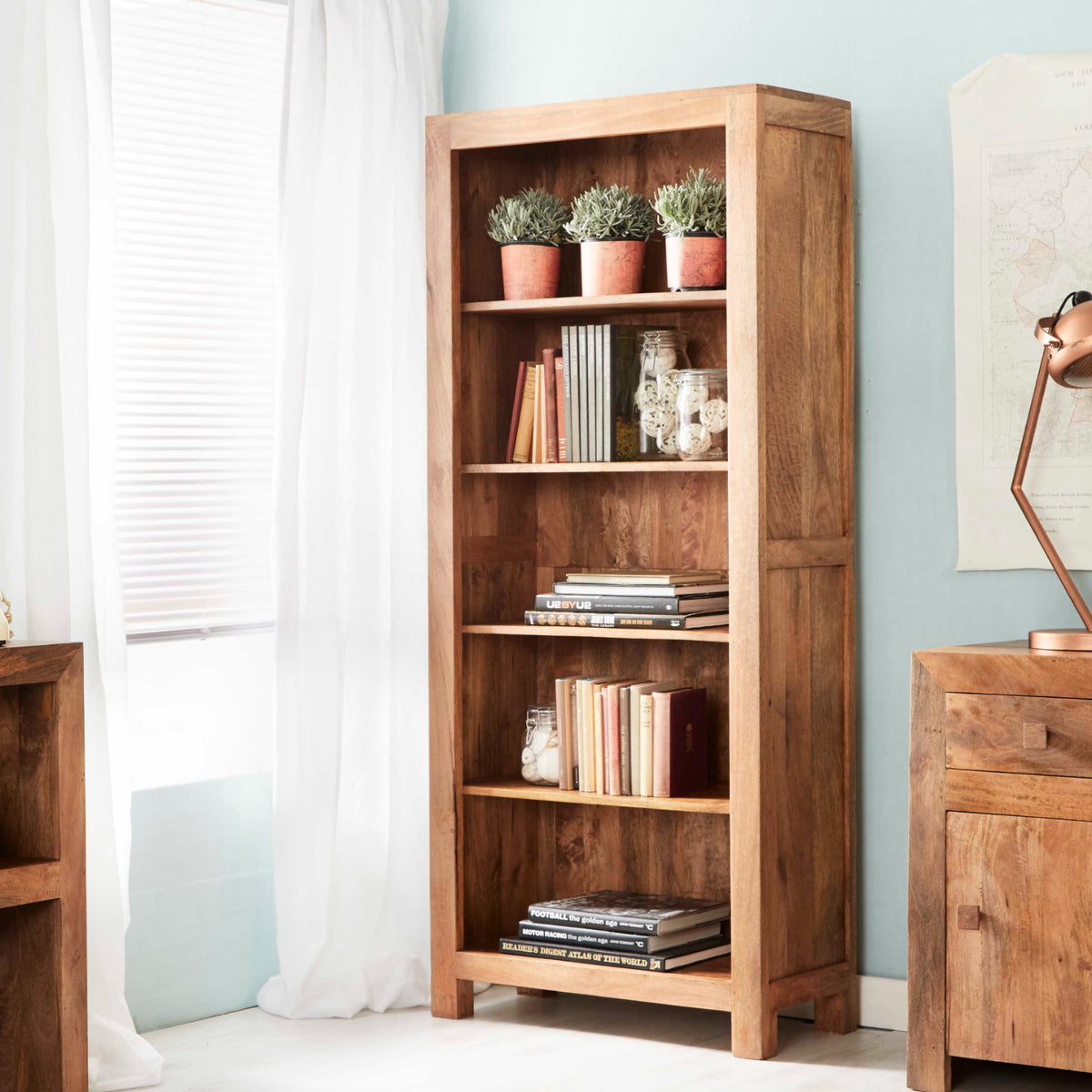 Clasby Light Mango Large Open Bookcase