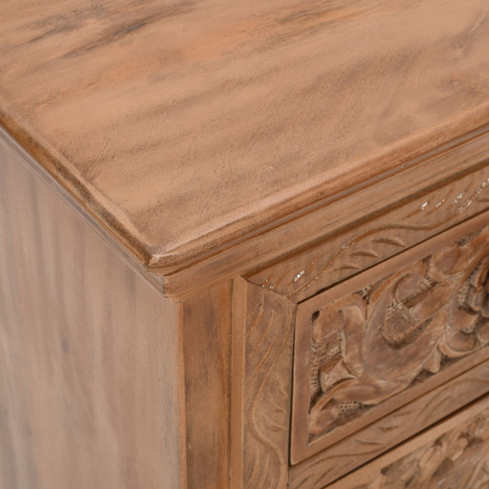 Abingdon Mango Wood Bedside Table With Storage