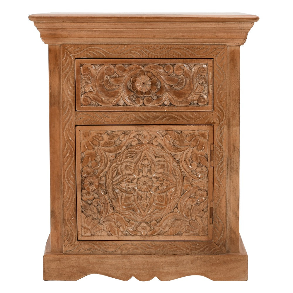 Abingdon Mango Wood Bedside Table With Storage