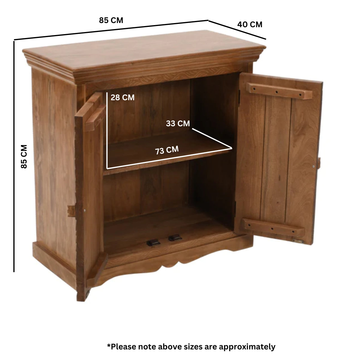 Abingdon Mango Wood Sideboard With 2 Doors