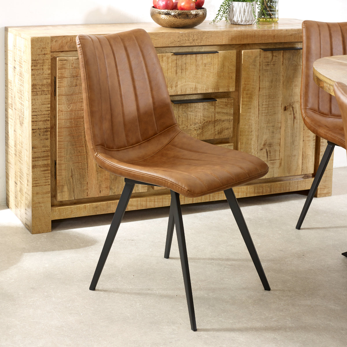 Vogo Solid Wood & Metal Oval Dining Table 6-8 Seater