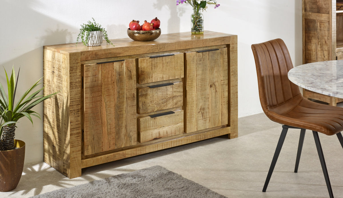 Vogo Solid Wood Large Sideboard 2 Door 3 Drawer