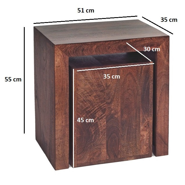 Clasby Dark Mango Cubed Nest Of 2 Tables