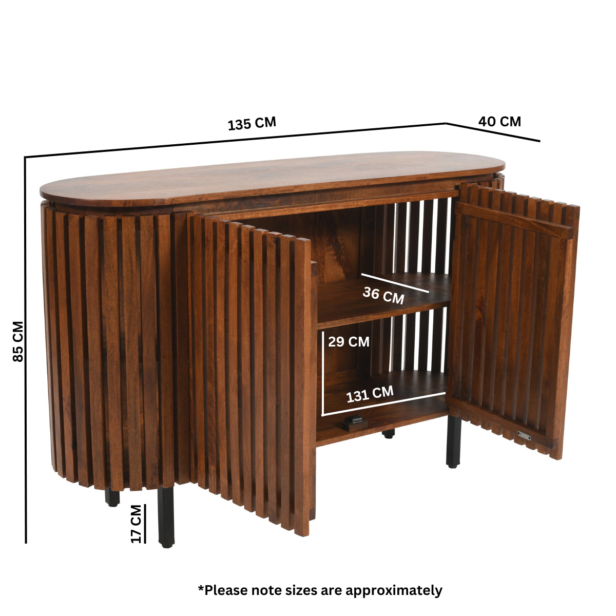 Farris Mango Wood Large 2 Doors Sideboard