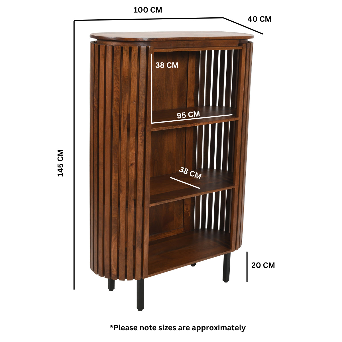 Farris Mango Wood Bookcase- Medium High