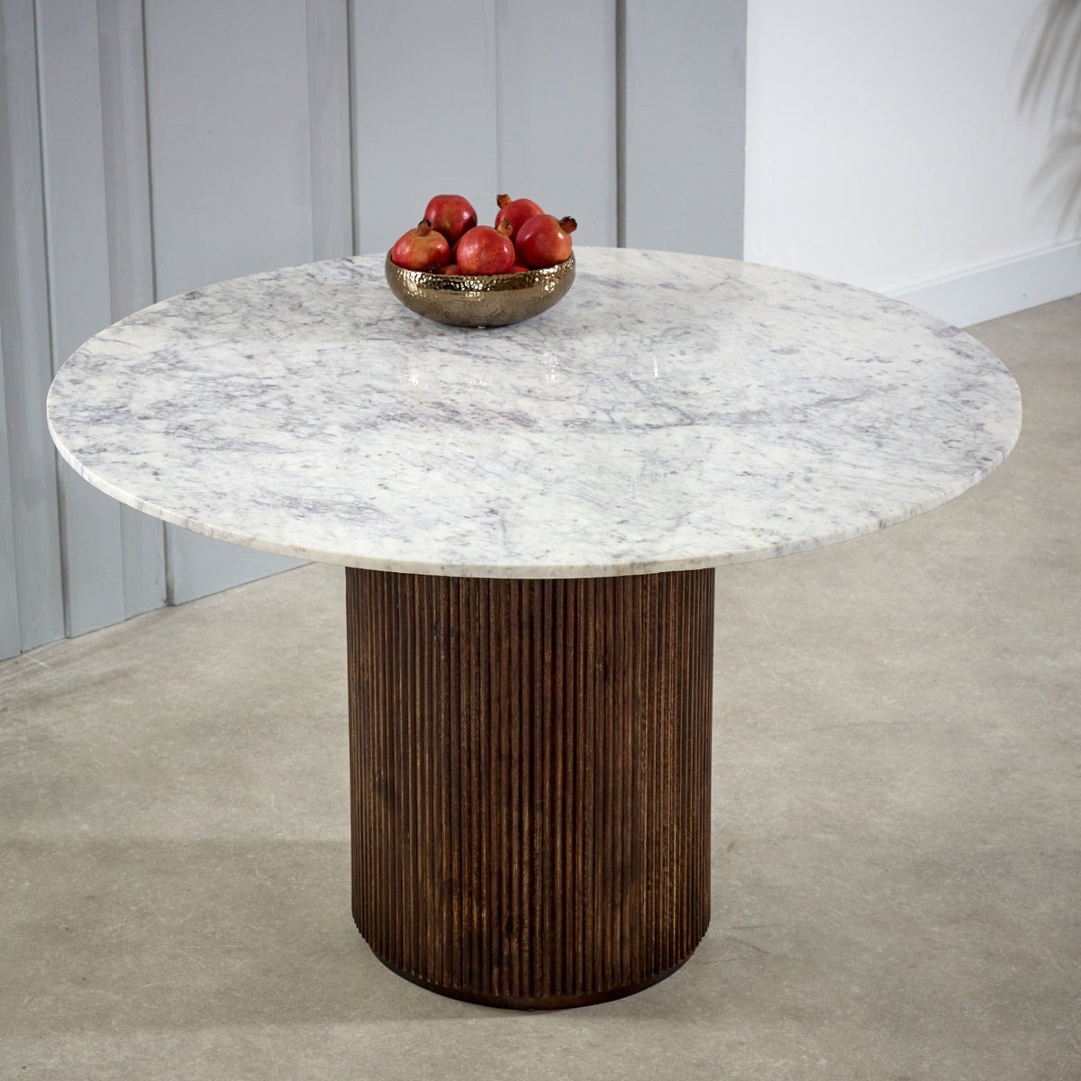 Cardella Mango Wood Dining Table Round With Marble Top