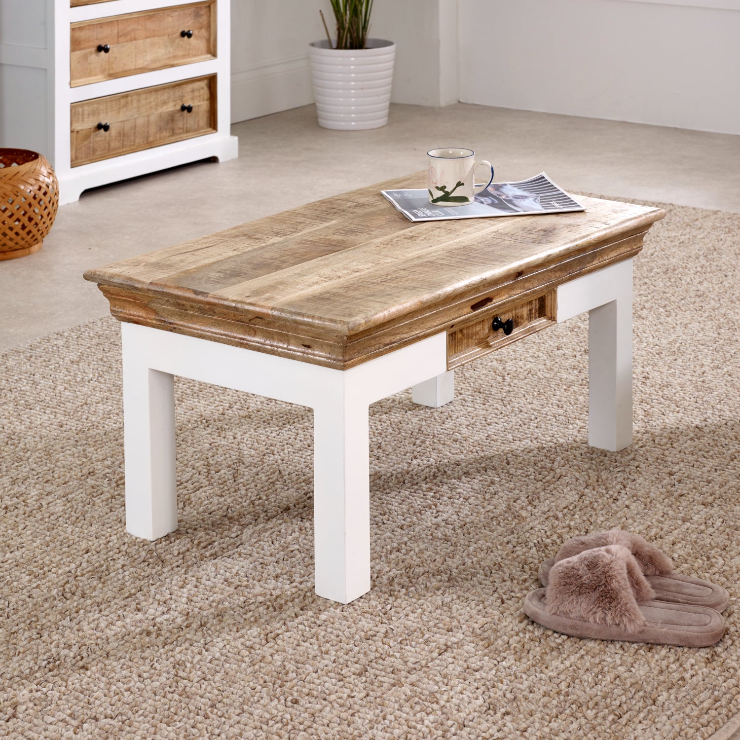 Sorro Coffee Table With Drawer Solid Mango Wood