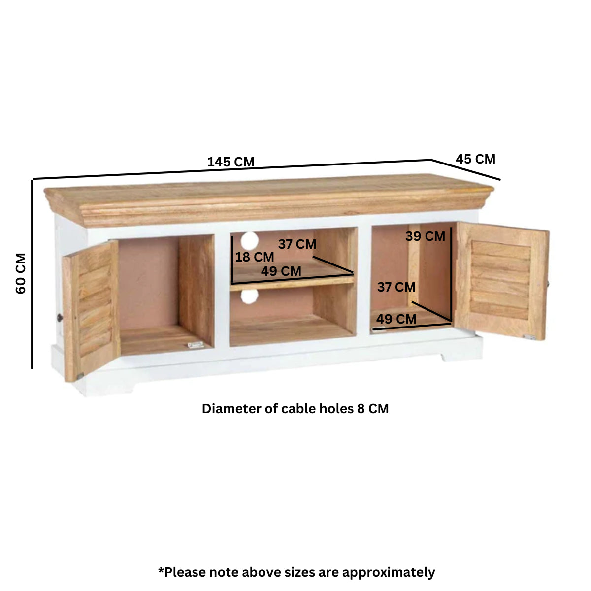 Sorro Tv Cabinet Upto 57" Solid Mango Wood
