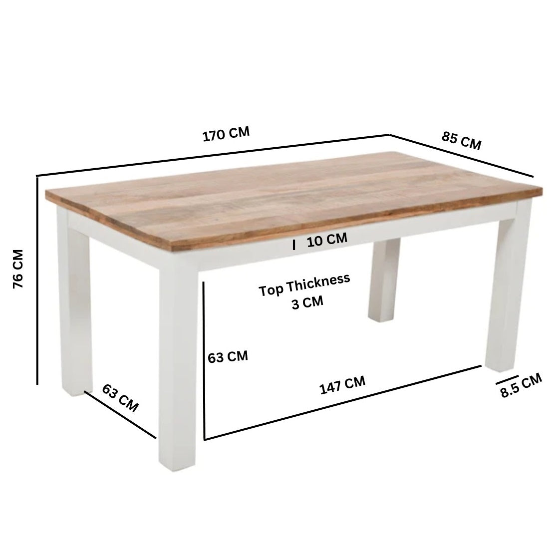 Sorro Dining Table 170Cm Solid Mango Wood