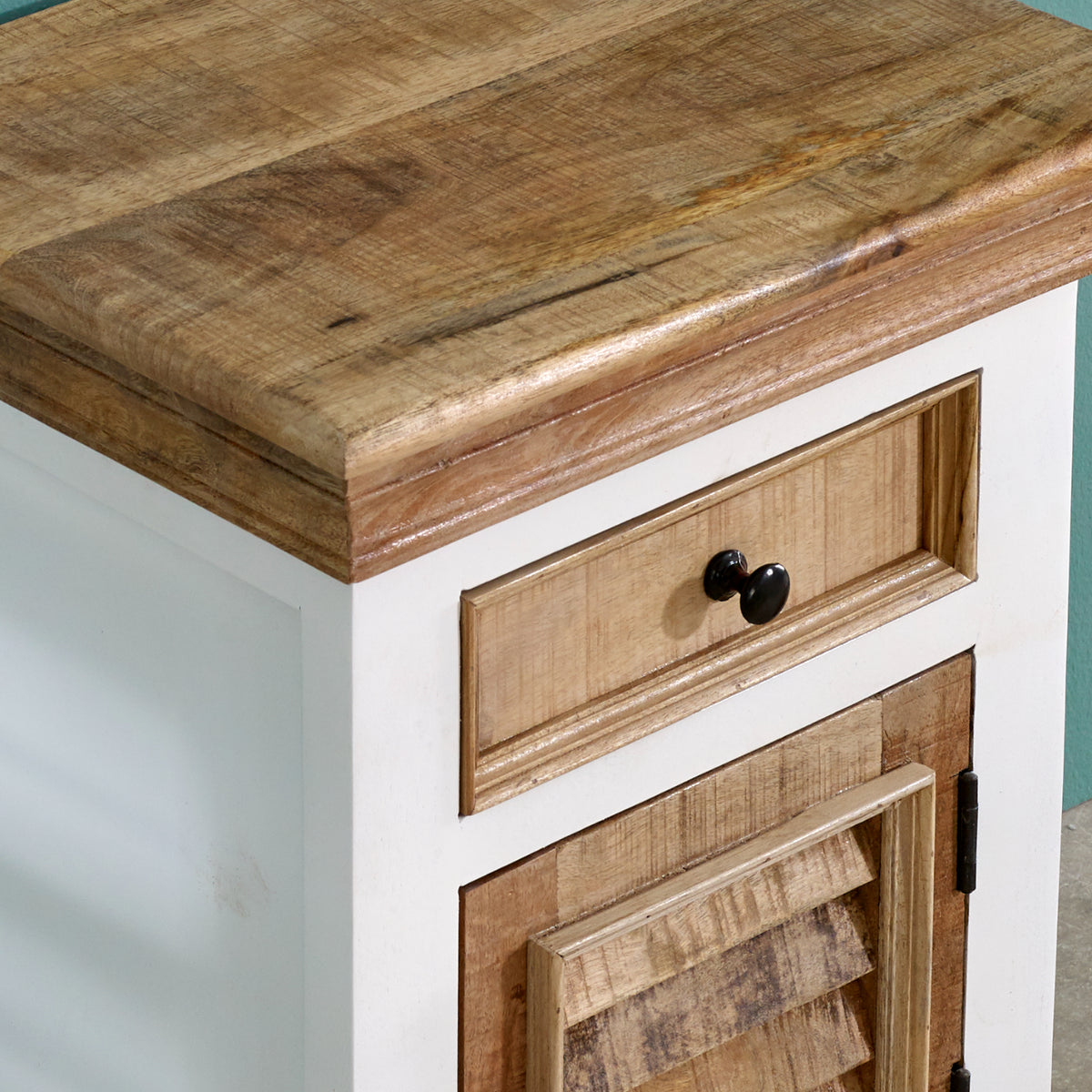 Sorro Solid Mango Wood Bedside Cabinet 1 Drawer + 1 Door