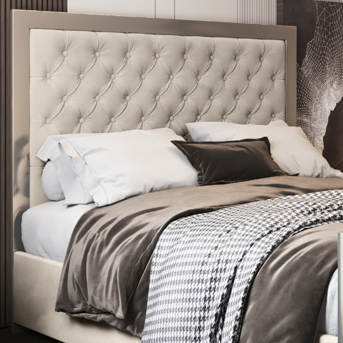 Maddison Upholstered Soft Velvet Metal Bed Frame