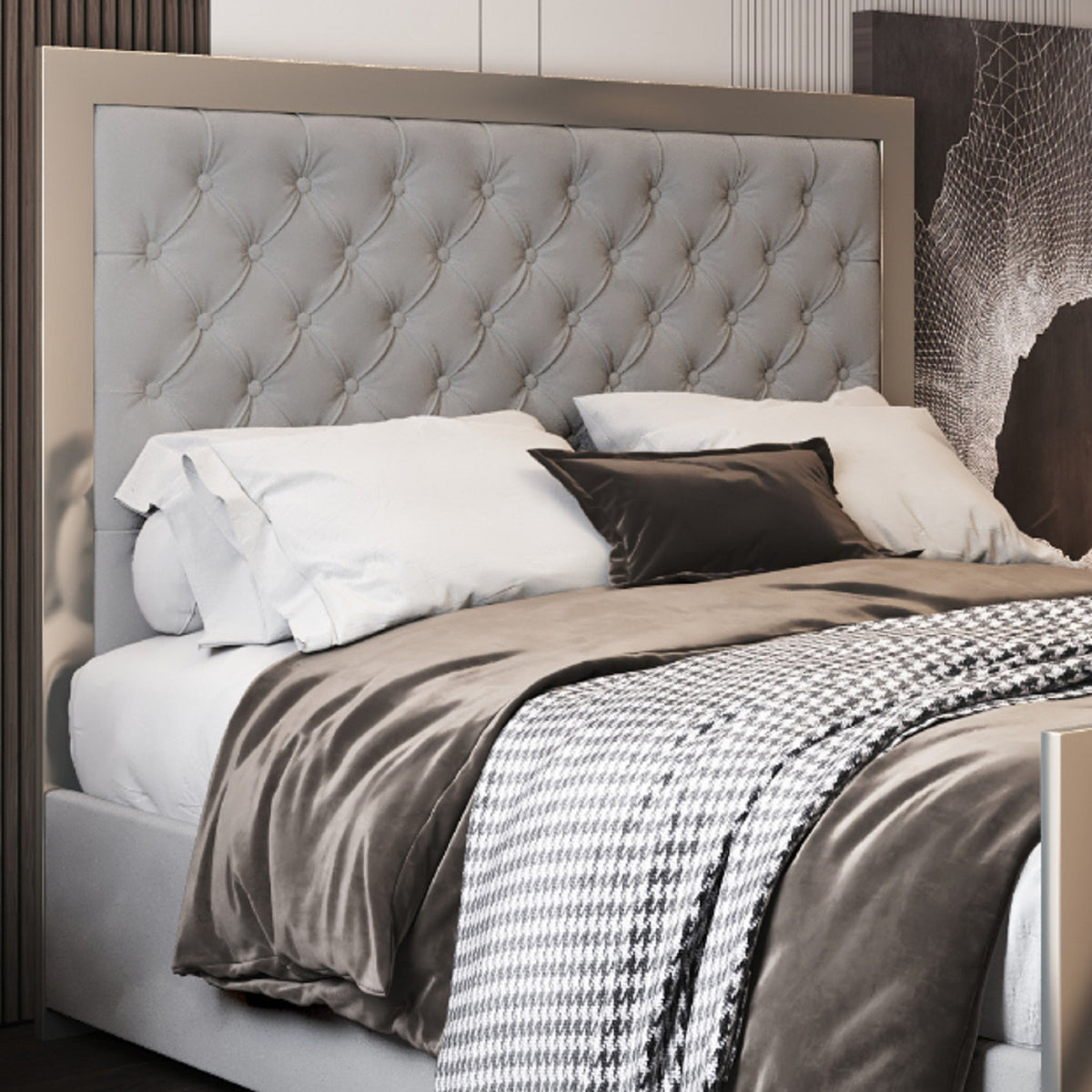 Maddison Upholstered Soft Velvet Metal Bed Frame