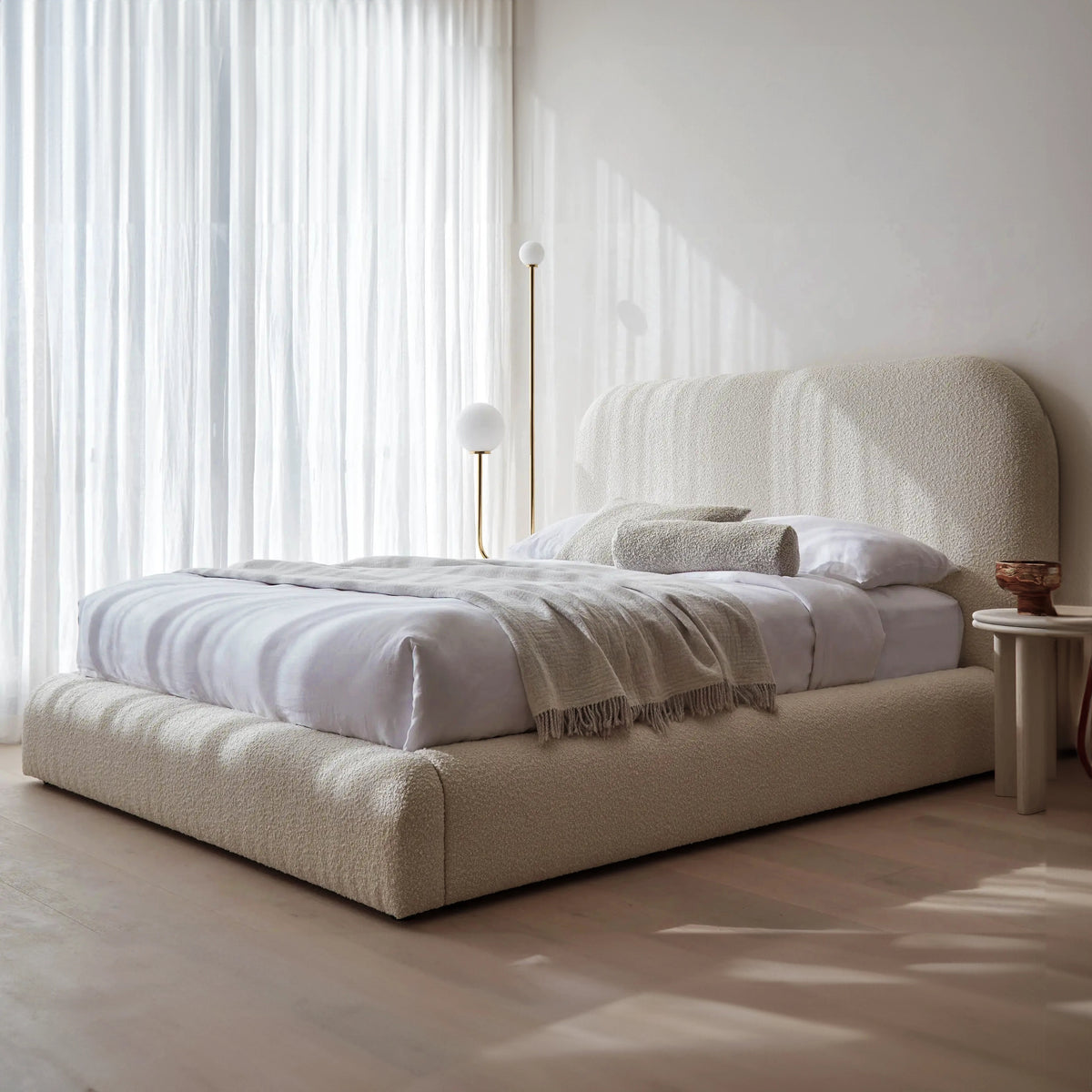 Quincy Boucle Upholstered Bed Frame