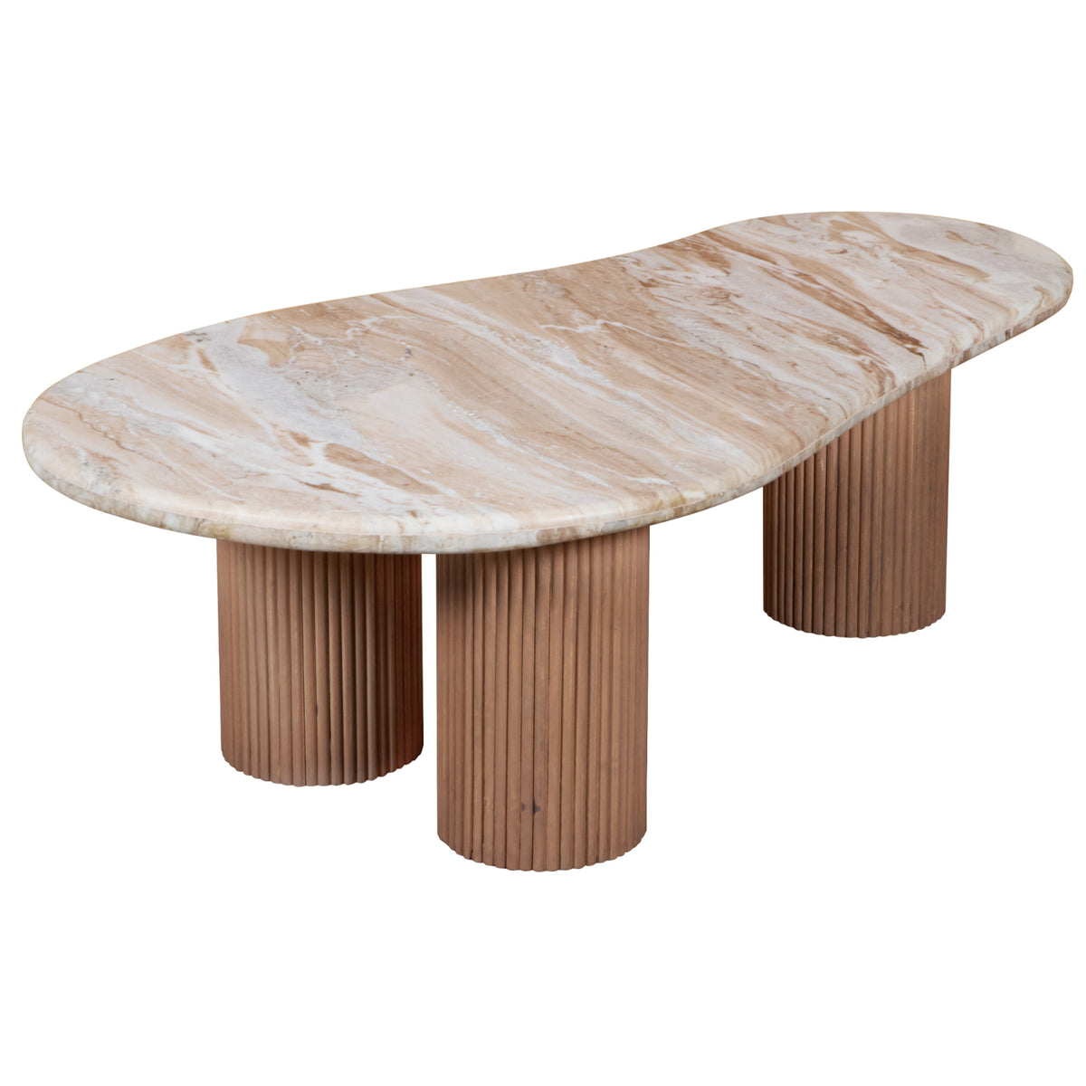 Murcia Natural Marble & Wood Pedestal Coffee Table