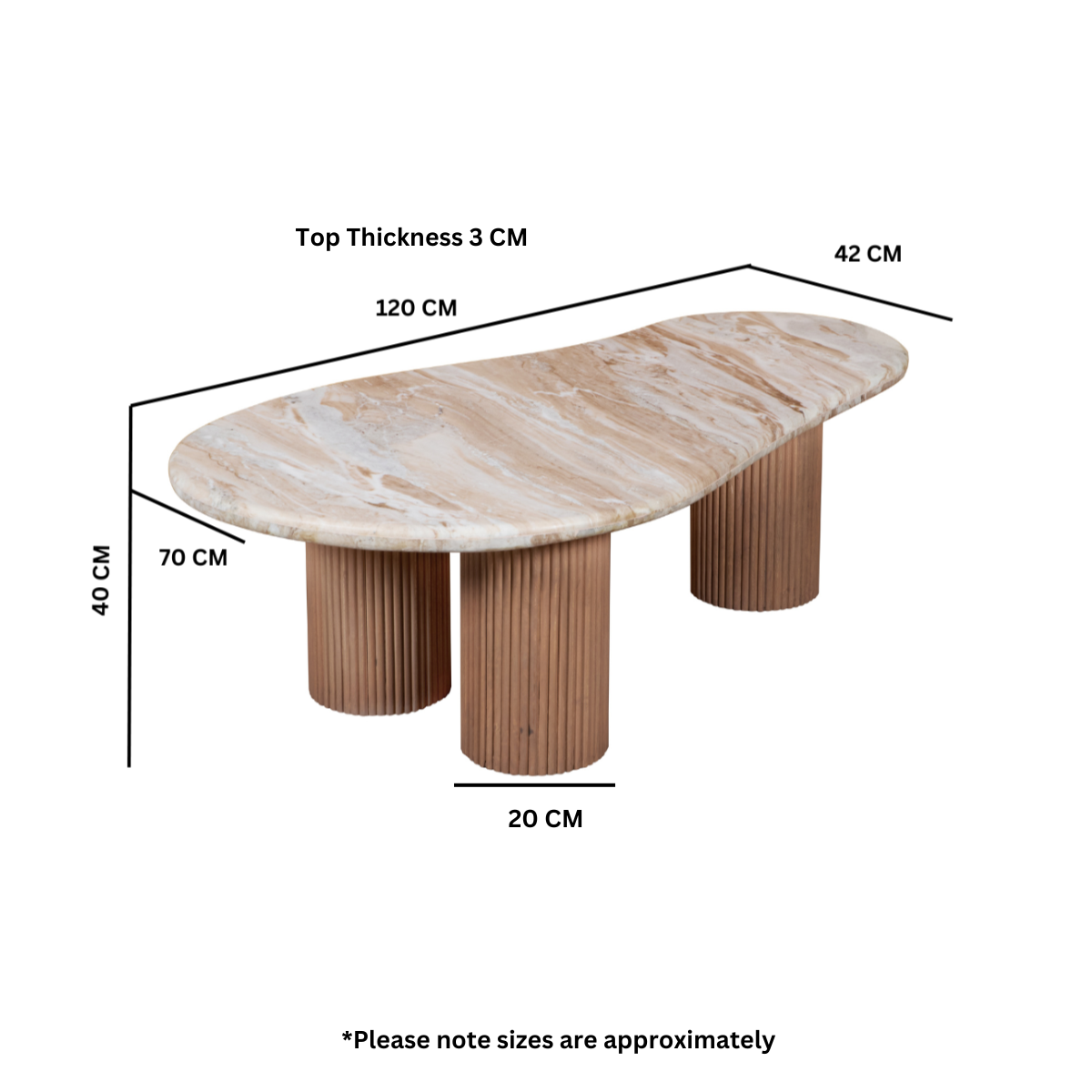 Murcia Natural Marble & Wood Pedestal Coffee Table