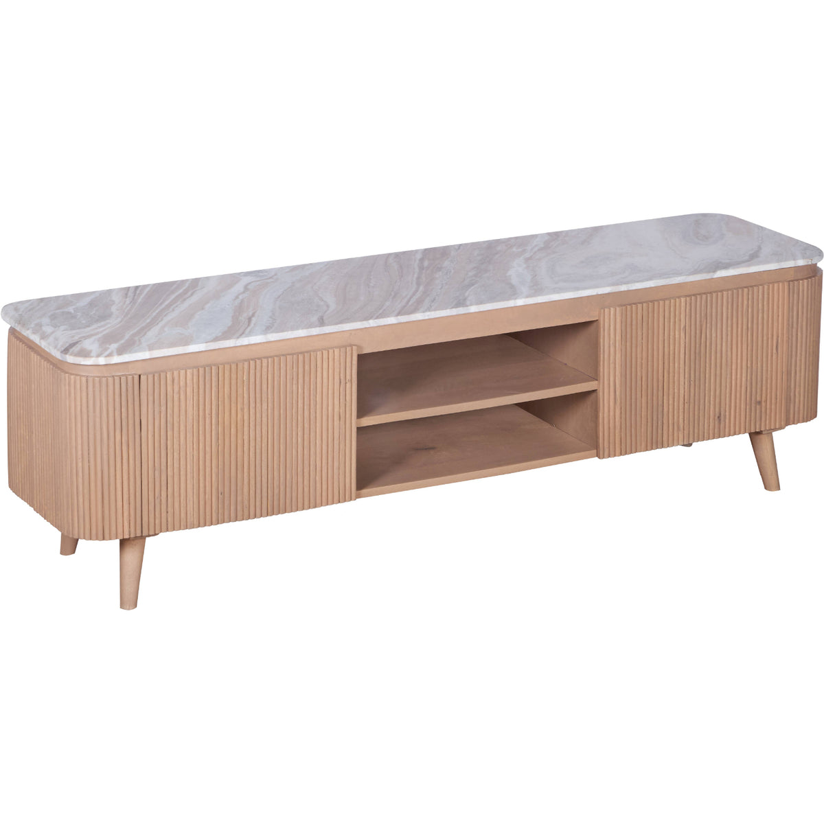 Murcia Natural Marble & Wood Large Tv Cabinet