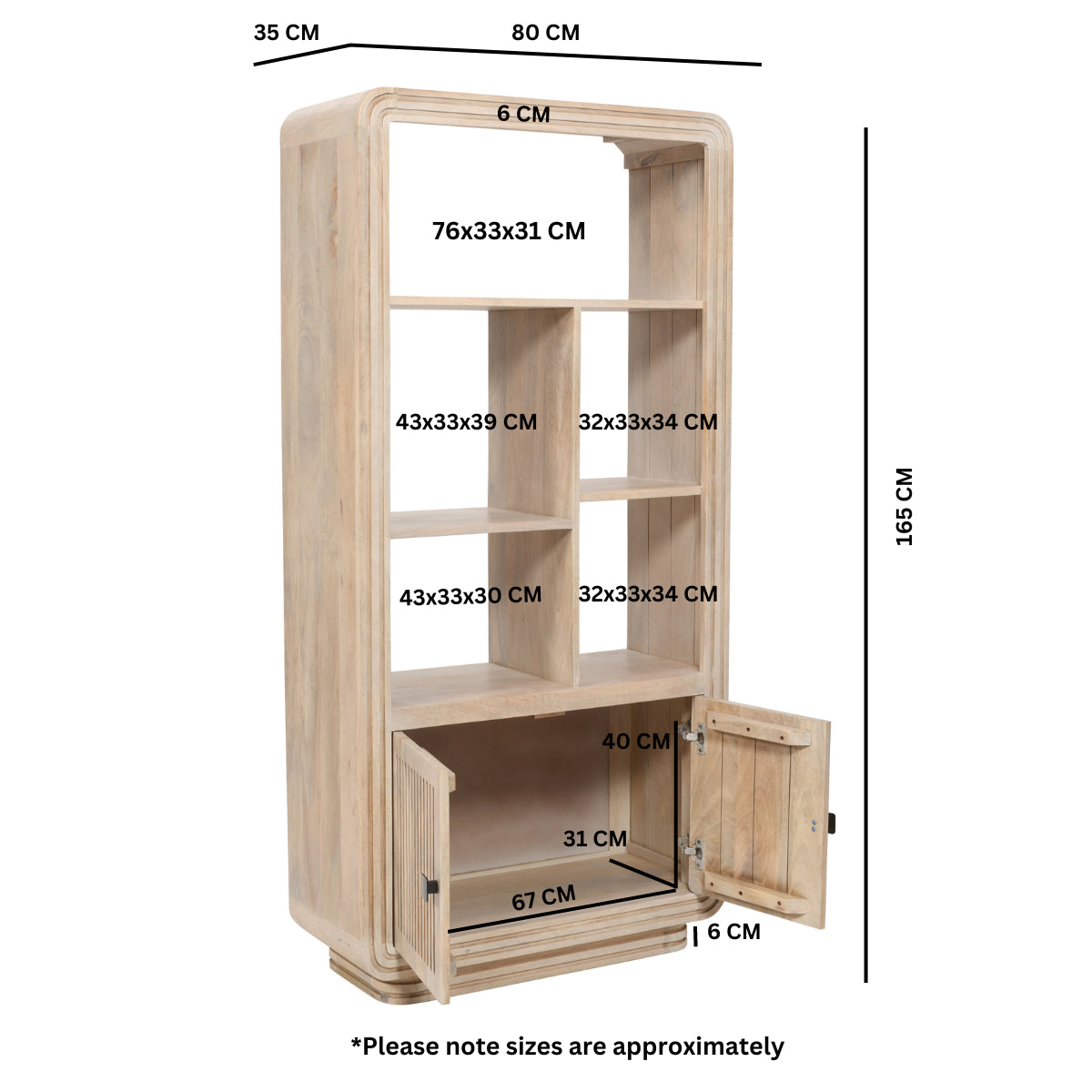 Tutti Carved Mango Wood Bookcase