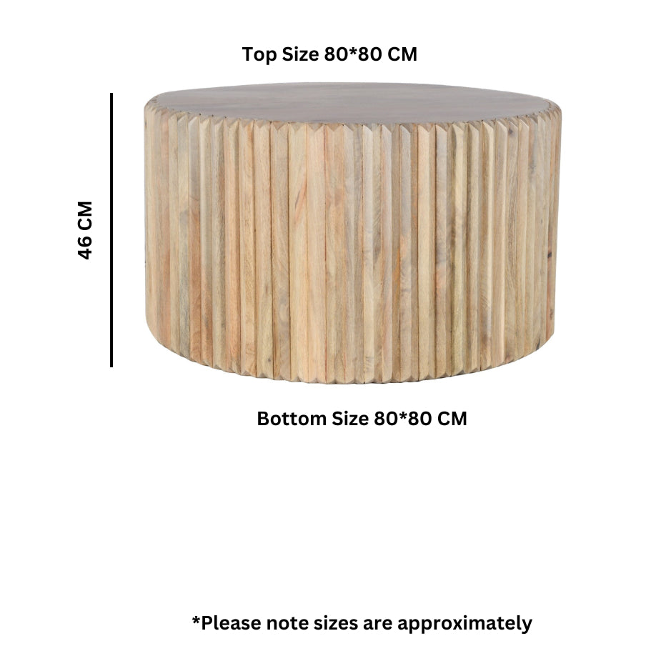 Tutti Carved Mango Wood Round Coffee Table