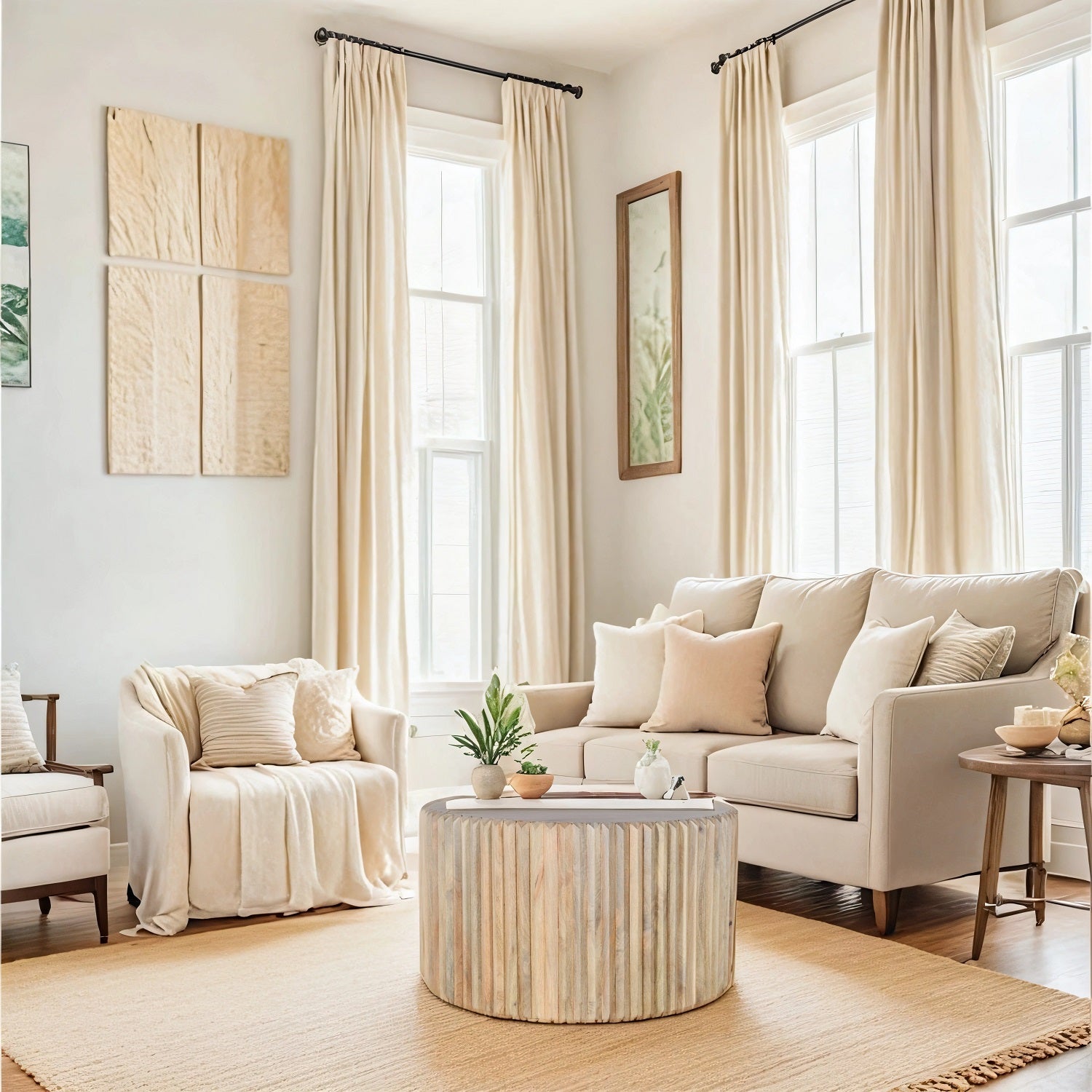 Tutti Carved Mango Wood Round Coffee Table